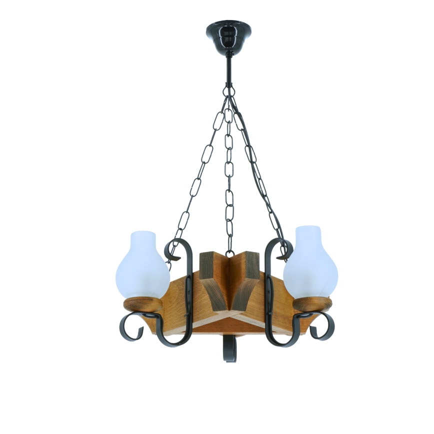Chandelier on a chain QUEEN 3xE14/40W/230V beech