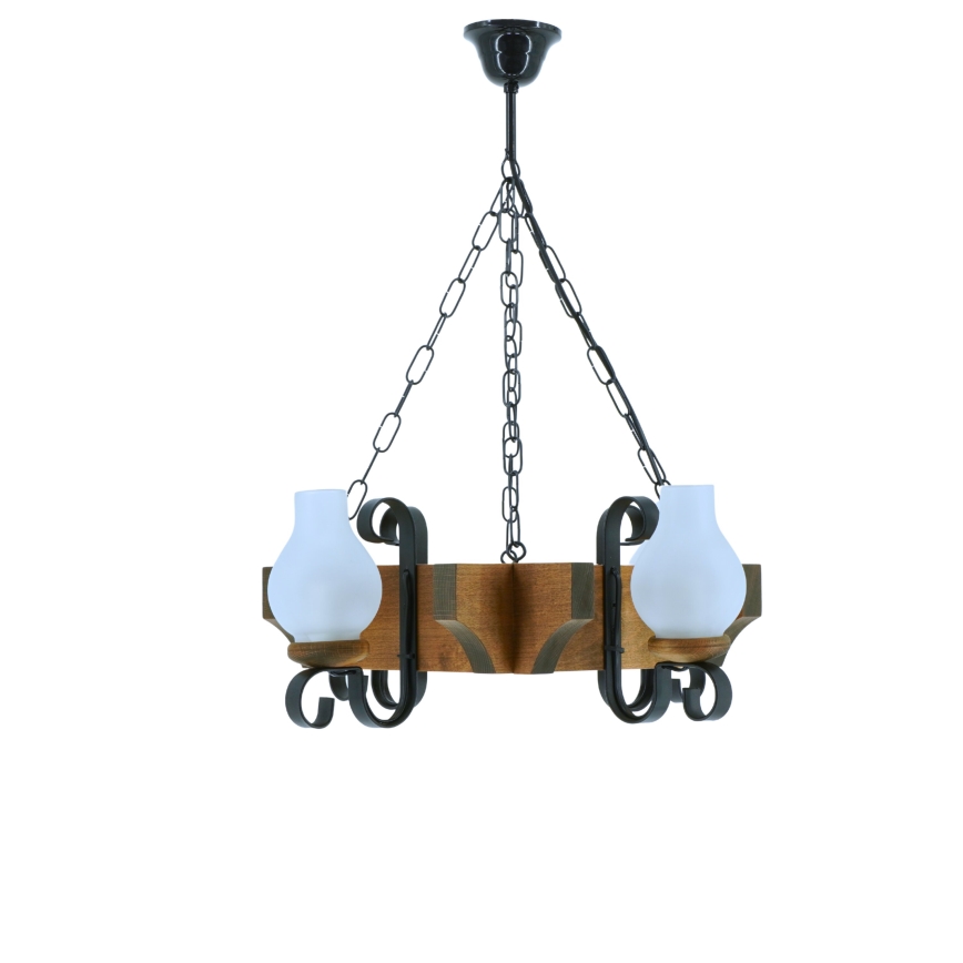 Chandelier on a chain QUEEN 4xE14/40W/230V beech