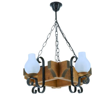 Chandelier on a chain QUEEN 4xE14/40W/230V beech