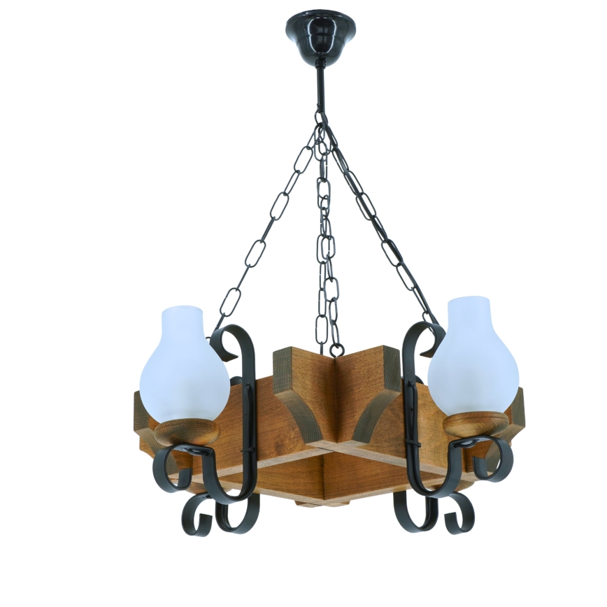 Chandelier on a chain QUEEN 4xE14/40W/230V beech