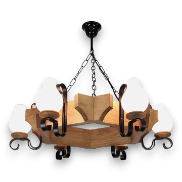 Chandelier on a chain QUEEN 6xE14/40W/230V beech - FSC certified
