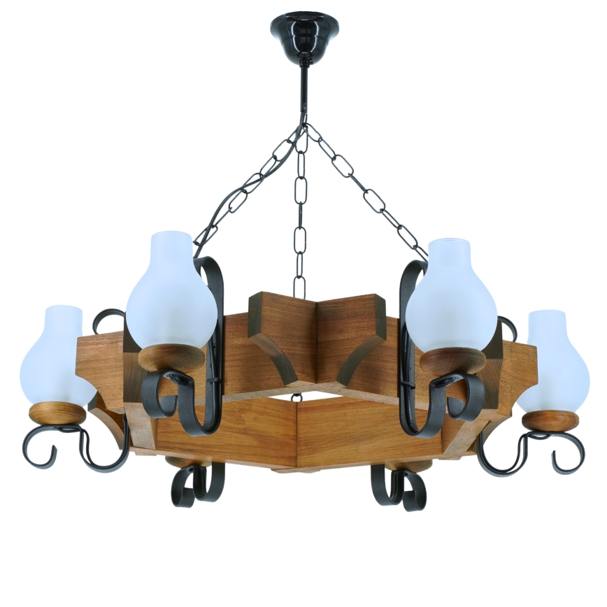 Chandelier on a chain QUEEN 6xE14/40W/230V beech