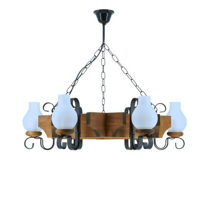 Chandelier on a chain QUEEN 6xE14/40W/230V beech
