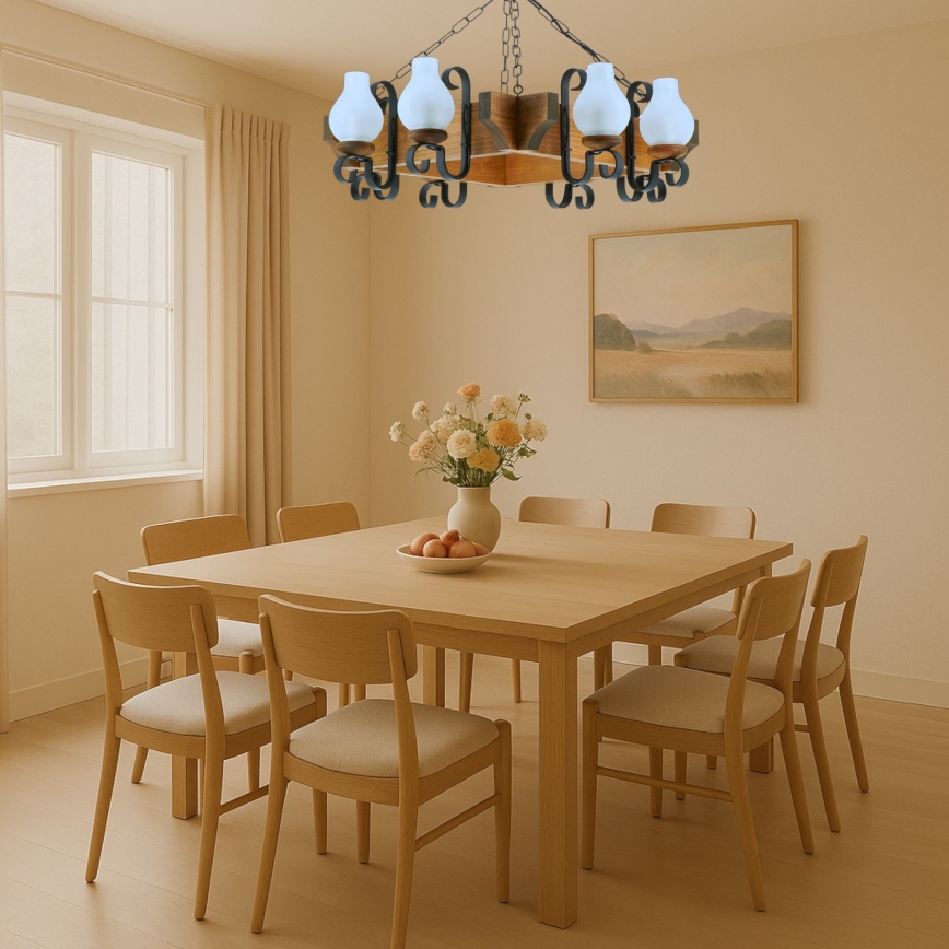 Chandelier on a chain QUEEN 8xE14/40W/230V beech