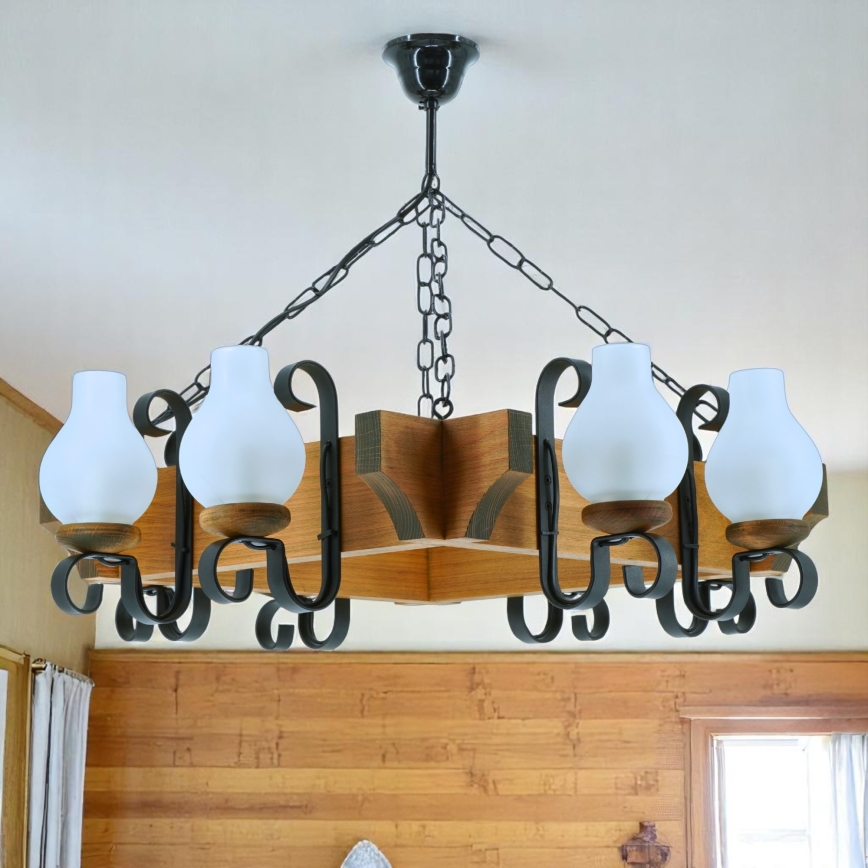 Chandelier on a chain QUEEN 8xE14/40W/230V beech