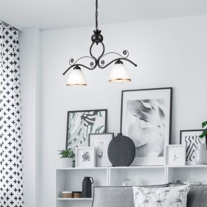 Chandelier on a chain RETRO 2xE27/60W/230V black