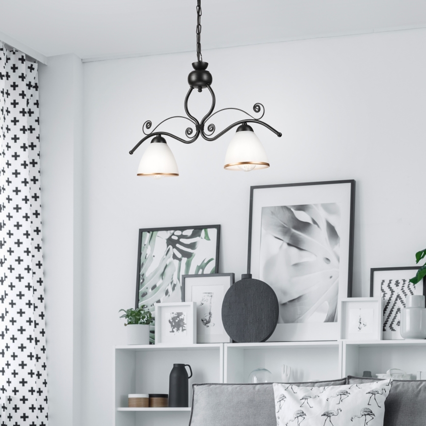 Chandelier on a chain RETRO 2xE27/60W/230V black