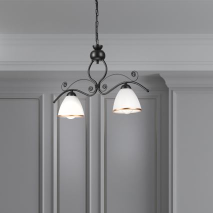 Chandelier on a chain RETRO 2xE27/60W/230V black