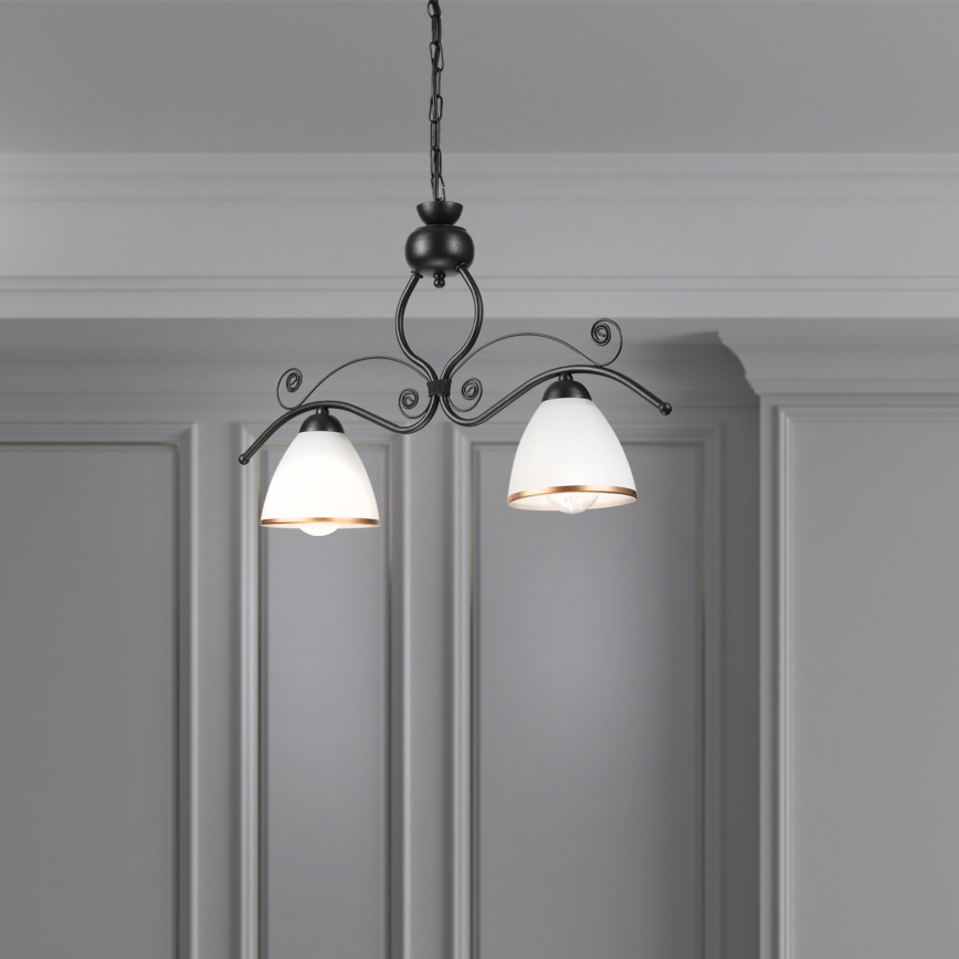 Chandelier on a chain RETRO 2xE27/60W/230V black