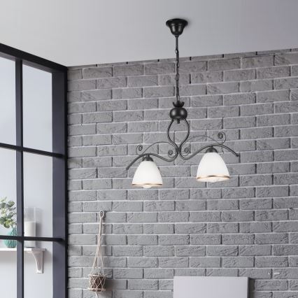 Chandelier on a chain RETRO 2xE27/60W/230V black