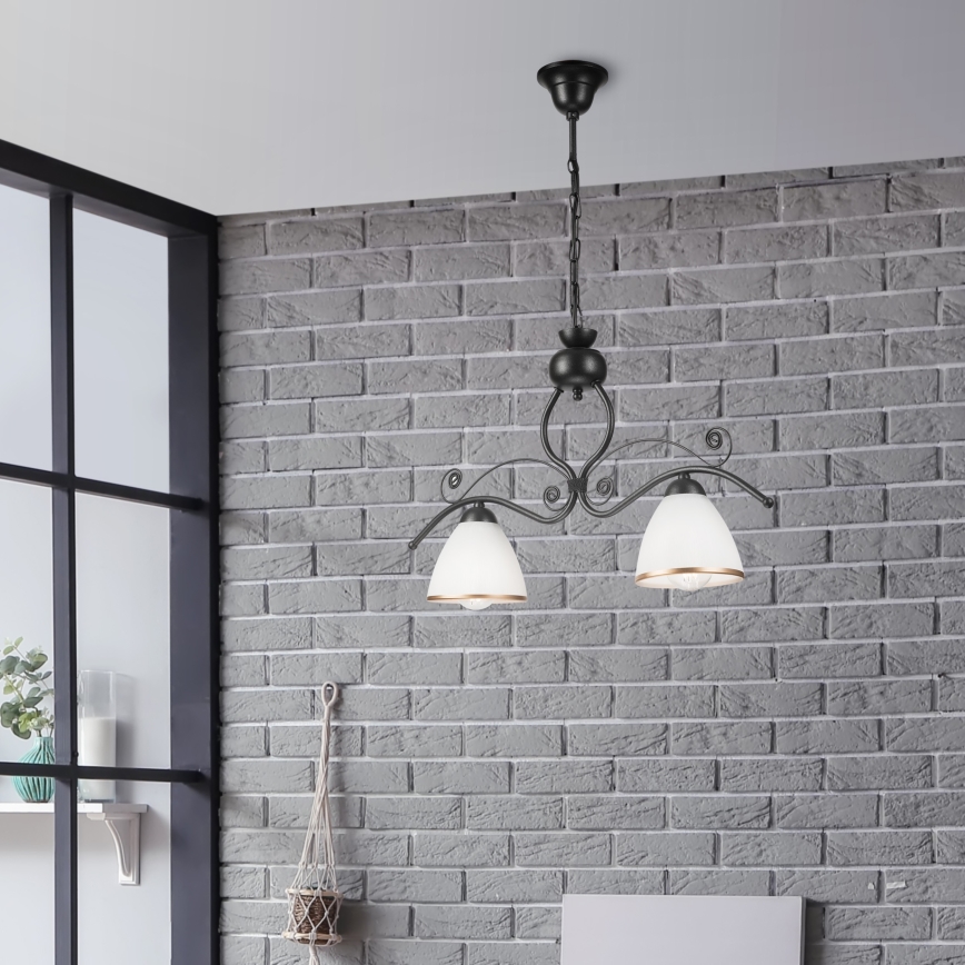 Chandelier on a chain RETRO 2xE27/60W/230V black