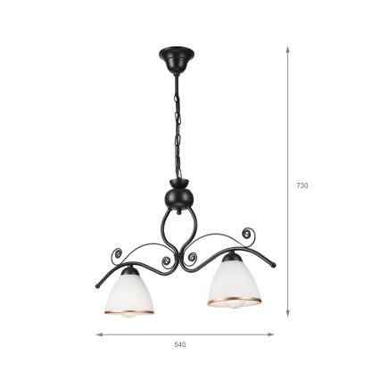 Chandelier on a chain RETRO 2xE27/60W/230V black