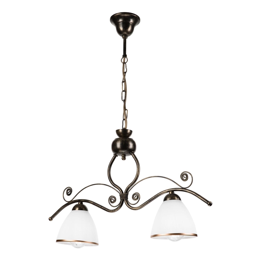 Chandelier on a chain RETRO 2xE27/60W/230V bronze/patina