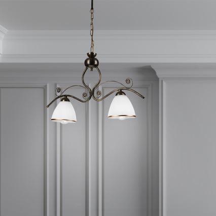 Chandelier on a chain RETRO 2xE27/60W/230V bronze/patina