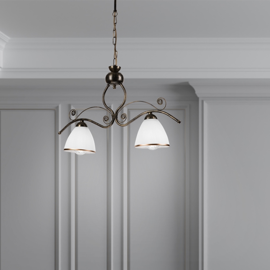 Chandelier on a chain RETRO 2xE27/60W/230V bronze/patina