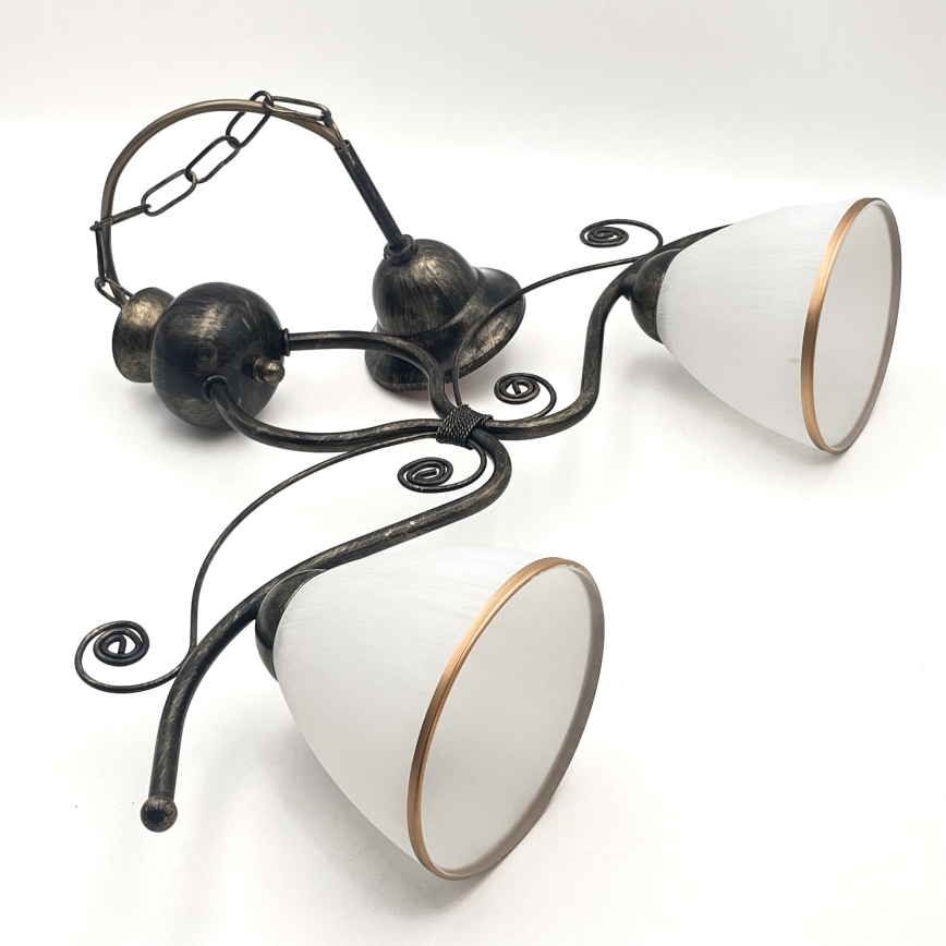 Chandelier on a chain RETRO 2xE27/60W/230V bronze/patina