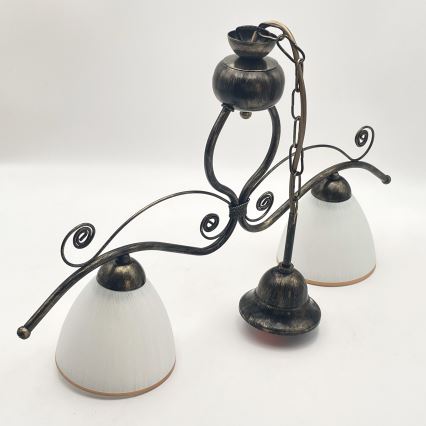 Chandelier on a chain RETRO 2xE27/60W/230V bronze/patina
