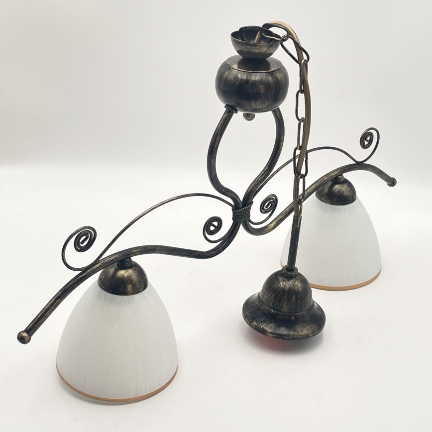 Chandelier on a chain RETRO 2xE27/60W/230V bronze/patina