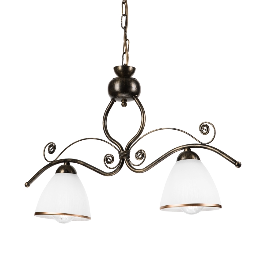 Chandelier on a chain RETRO 2xE27/60W/230V bronze/patina