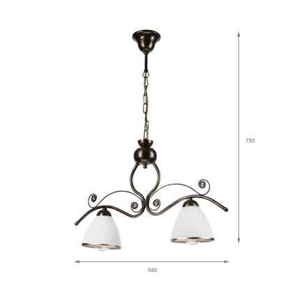 Chandelier on a chain RETRO 2xE27/60W/230V bronze/patina