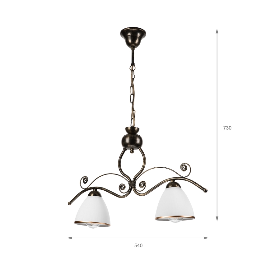 Chandelier on a chain RETRO 2xE27/60W/230V bronze/patina