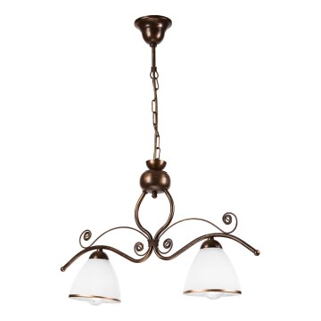 Chandelier on a chain RETRO 2xE27/60W/230V copper/patina