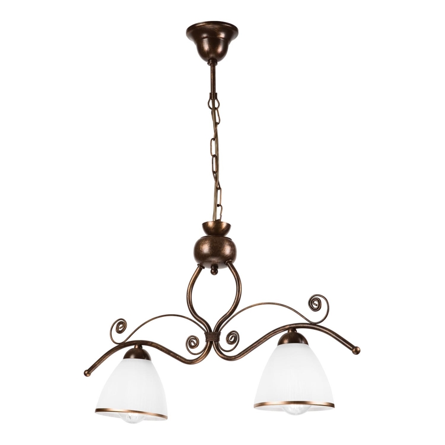Chandelier on a chain RETRO 2xE27/60W/230V copper/patina