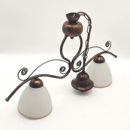 Chandelier on a chain RETRO 2xE27/60W/230V copper/patina