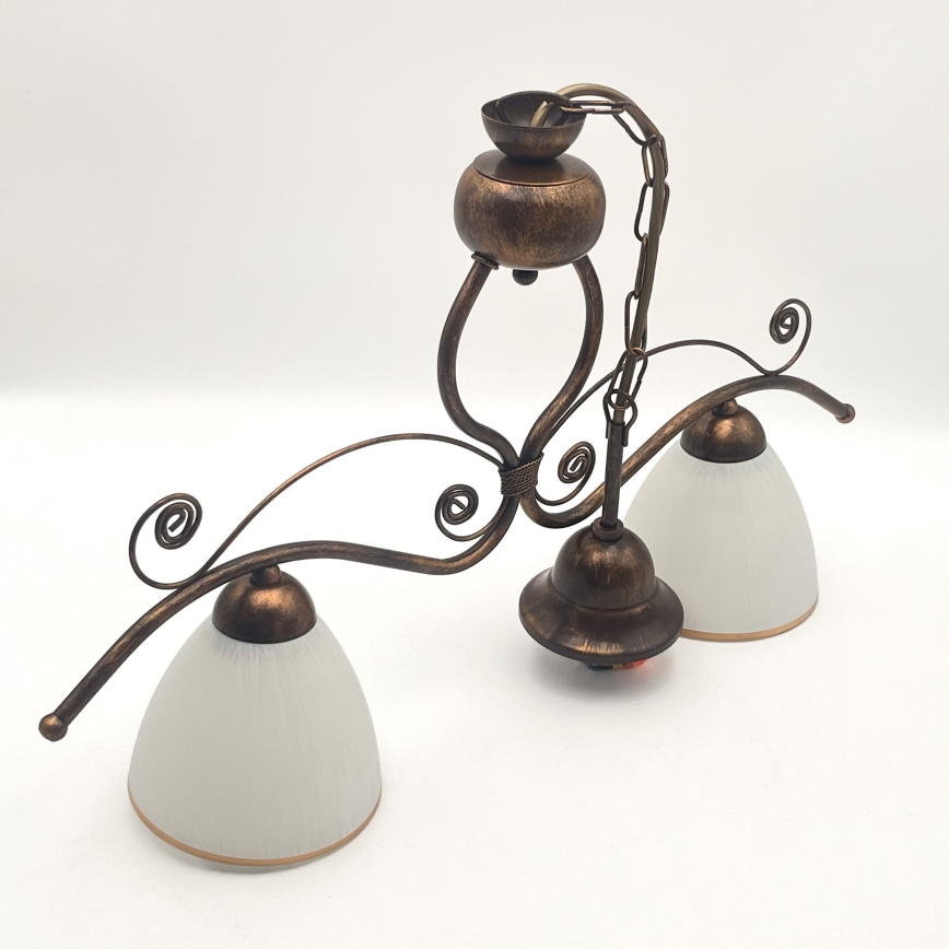 Chandelier on a chain RETRO 2xE27/60W/230V copper/patina