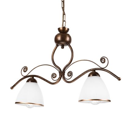 Chandelier on a chain RETRO 2xE27/60W/230V copper/patina