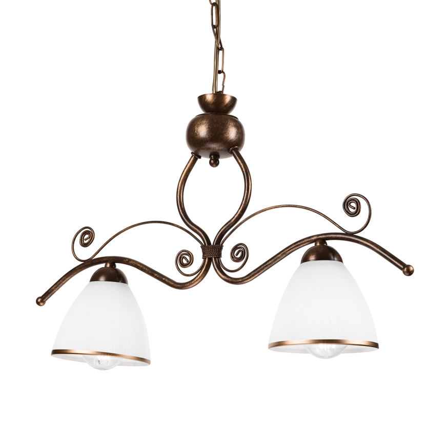 Chandelier on a chain RETRO 2xE27/60W/230V copper/patina