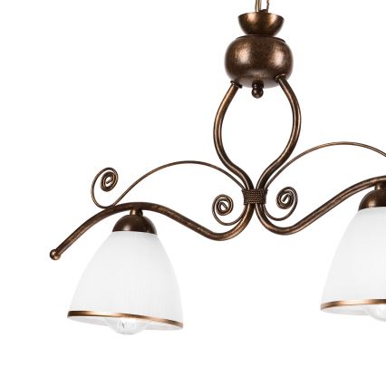Chandelier on a chain RETRO 2xE27/60W/230V copper/patina