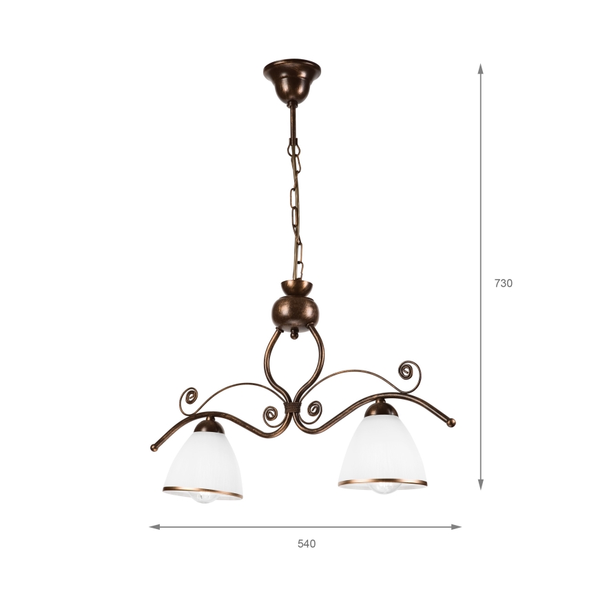 Chandelier on a chain RETRO 2xE27/60W/230V copper/patina