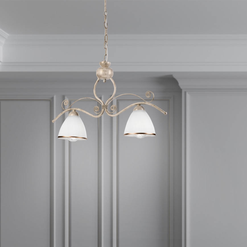Chandelier on a chain RETRO 2xE27/60W/230V gold/patina