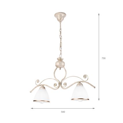 Chandelier on a chain RETRO 2xE27/60W/230V gold/patina