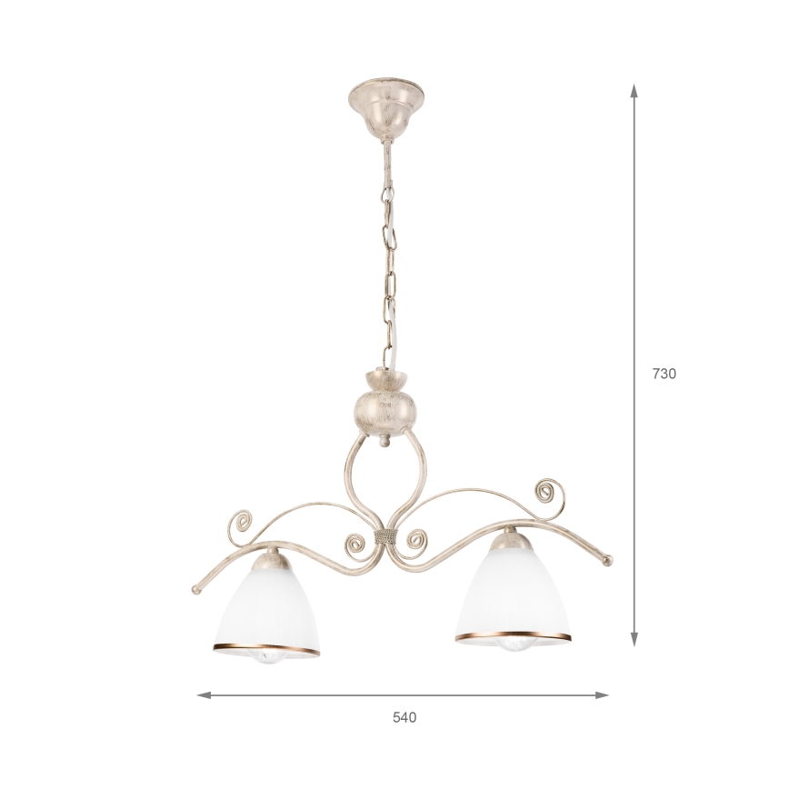 Chandelier on a chain RETRO 2xE27/60W/230V gold/patina