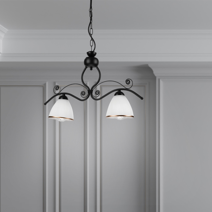 Chandelier on a chain RETRO 2xE27/60W/230V matte black