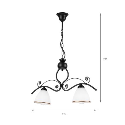 Chandelier on a chain RETRO 2xE27/60W/230V matte black