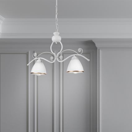 Chandelier on a chain RETRO 2xE27/60W/230V matte white