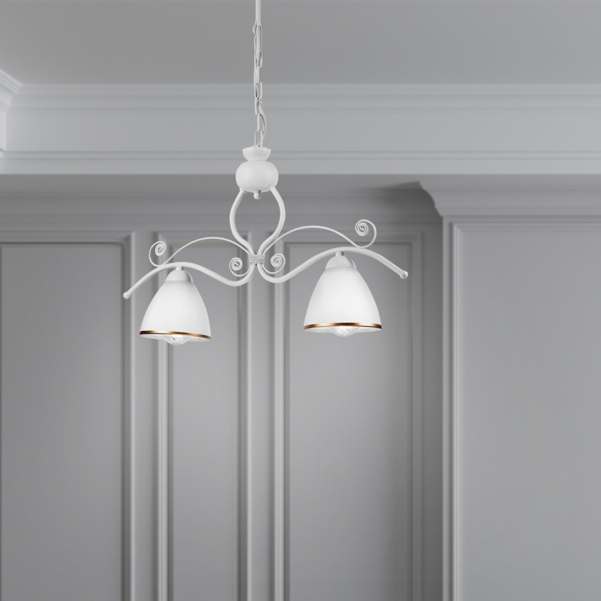 Chandelier on a chain RETRO 2xE27/60W/230V matte white