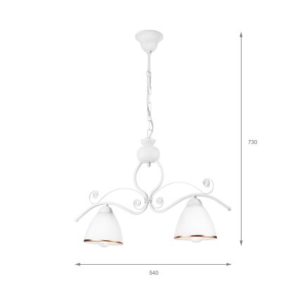 Chandelier on a chain RETRO 2xE27/60W/230V matte white