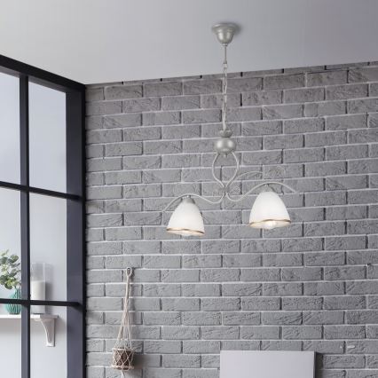 Chandelier on a chain RETRO 2xE27/60W/230V silver