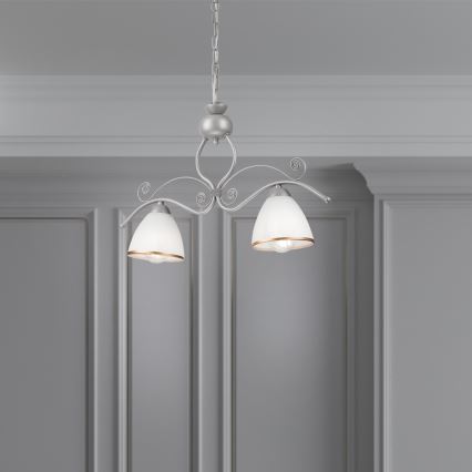 Chandelier on a chain RETRO 2xE27/60W/230V silver