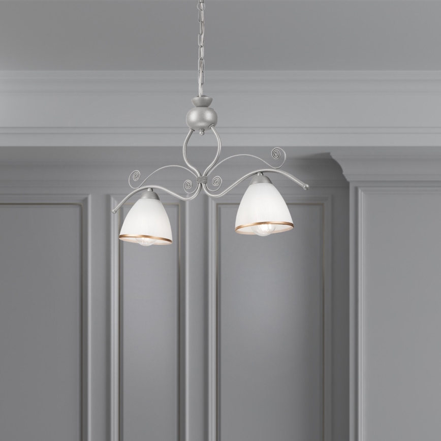Chandelier on a chain RETRO 2xE27/60W/230V silver