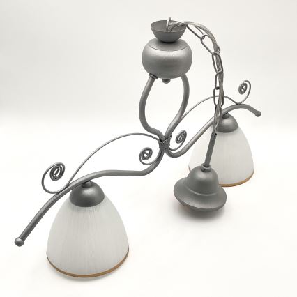Chandelier on a chain RETRO 2xE27/60W/230V silver