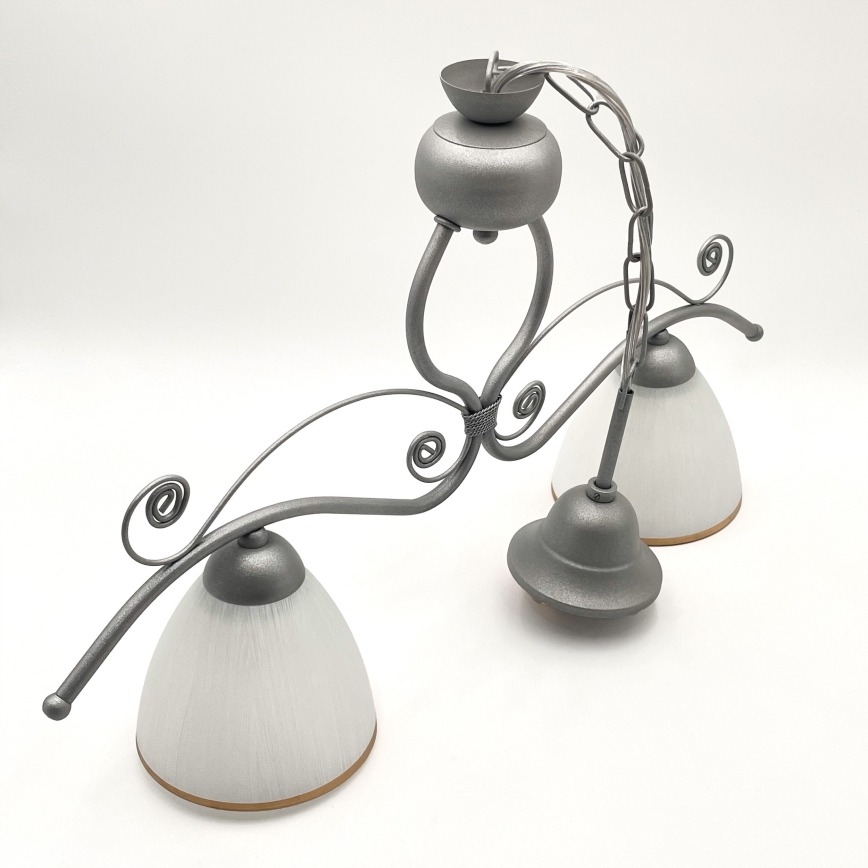 Chandelier on a chain RETRO 2xE27/60W/230V silver
