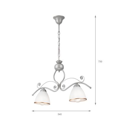 Chandelier on a chain RETRO 2xE27/60W/230V silver