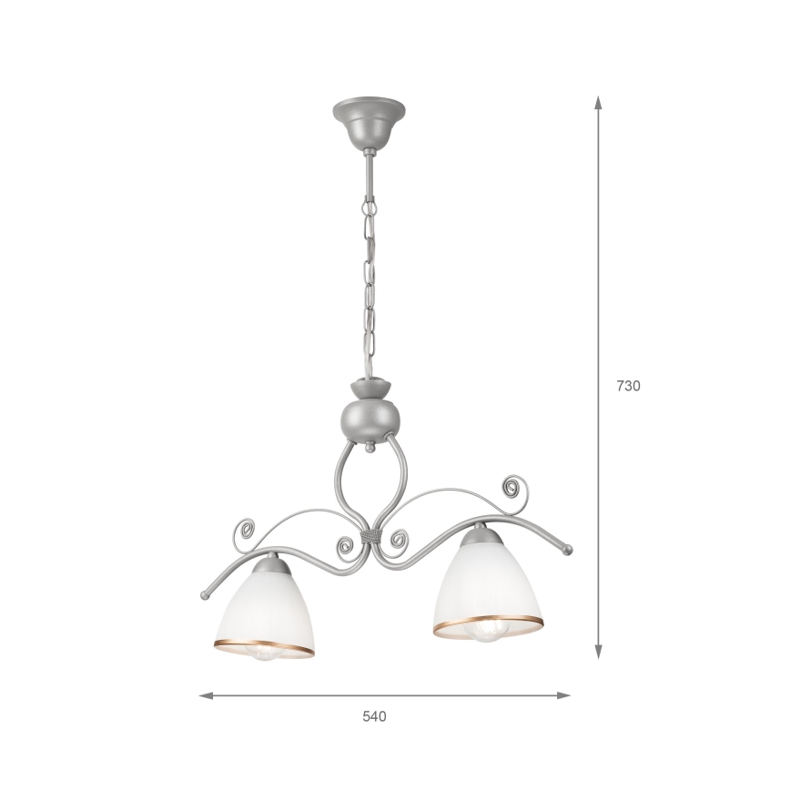 Chandelier on a chain RETRO 2xE27/60W/230V silver