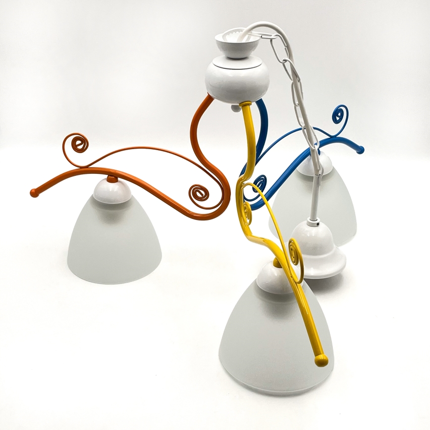 Chandelier on a chain RETRO 3xE27/60W/230V white/colorful