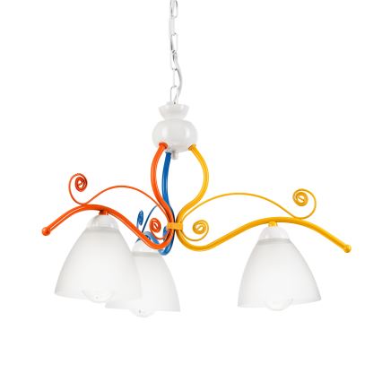 Chandelier on a chain RETRO 3xE27/60W/230V white/colorful